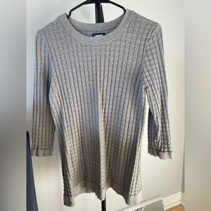 Gray Lands End waffle knit sweater